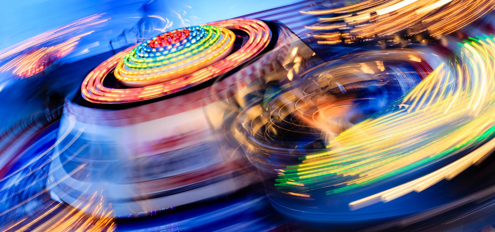 Long exposure photo of carnival rides