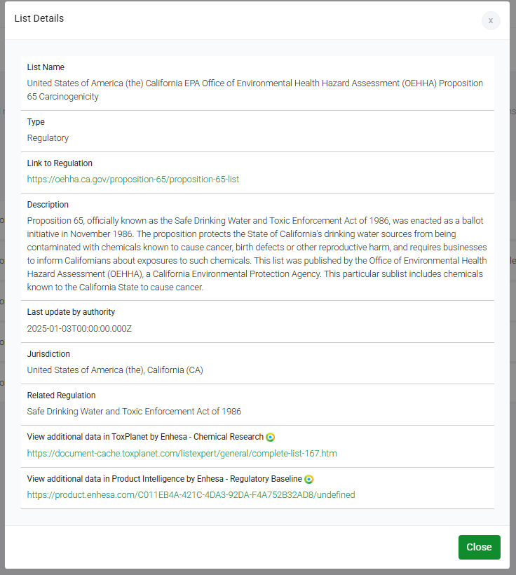SUS-SciveraLENS-Regulatory lists